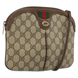 Authentic GUCCI GG Supreme Web Sherry Line Bag PVC Beige Gold 904 02 047
